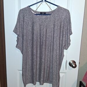 Premise Heathered Pale Pink/Gray Short Sleeve Top, Lightweight Sweater Fabric